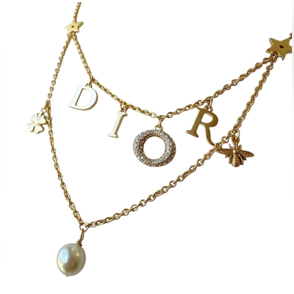 Dior Dio(R) Evolution Gold Crystal Pearl Necklace Worn Once - Picture 5 of 9